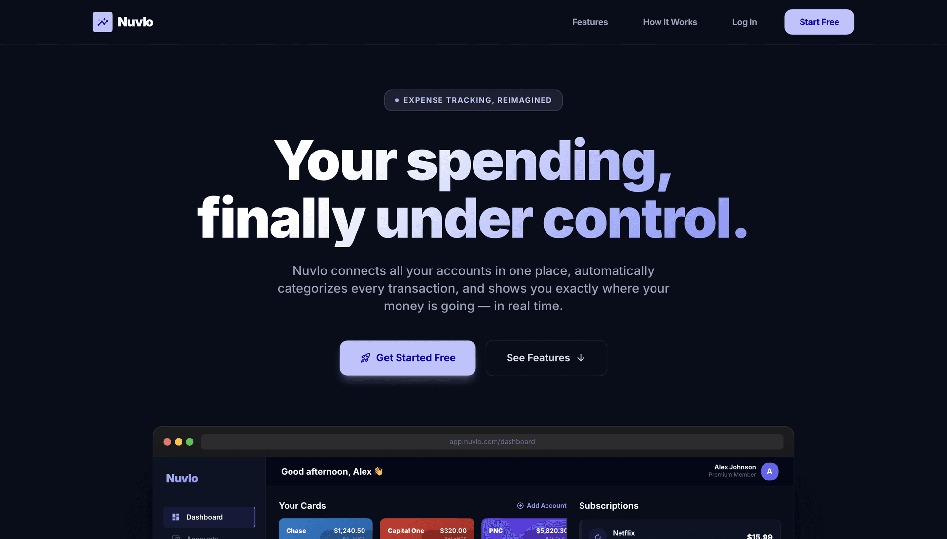 Nuvlo expense tracker dashboard