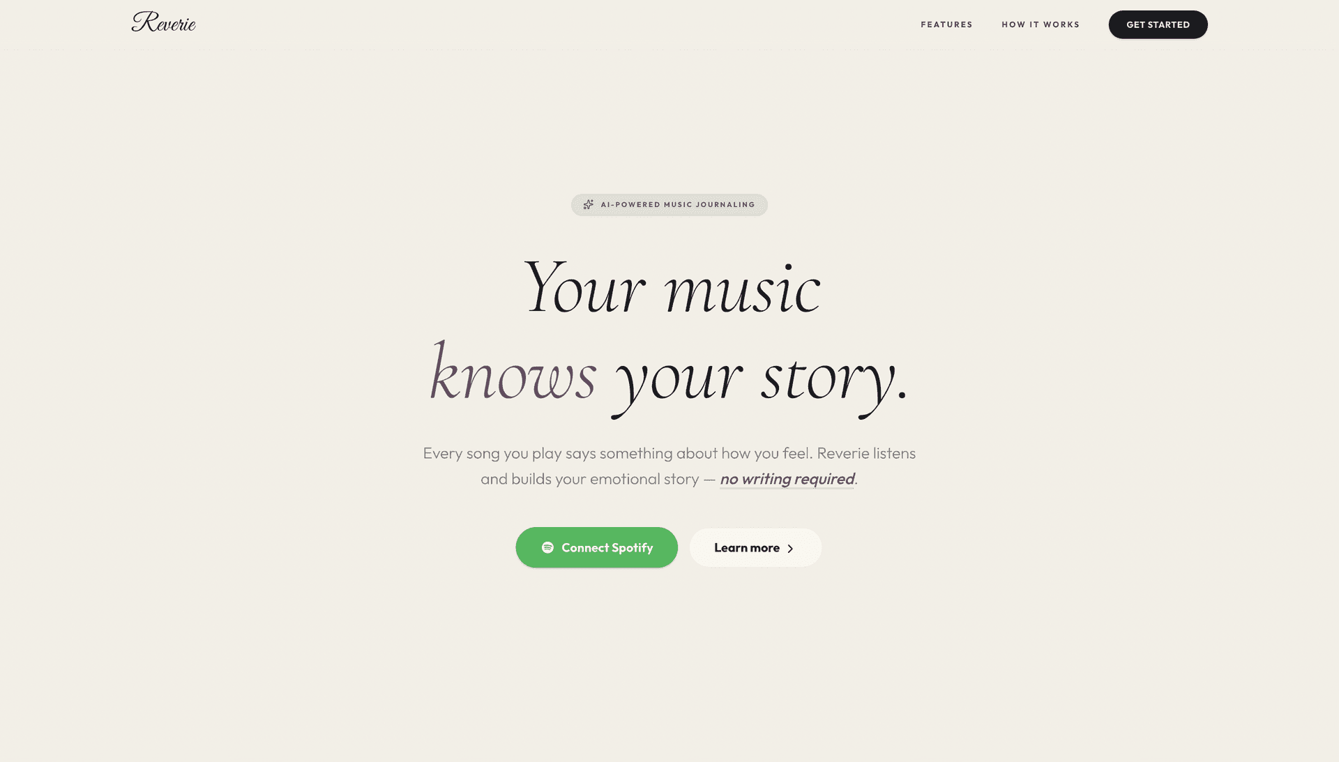 Reverie personal music journal app